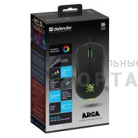 Мышь проводная игровая DEFENDER Arga GM-049 черн,радуж,6кн,3600dpi,+ковер (1/21)