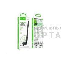 Адаптер HOCO HI37, WiFi4 USB, ABS, 2.4GHz/Bluetooth,  черный