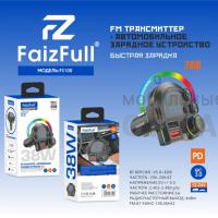 FM модулятор+АЗУ FaizFull FS100 5.0A, (38W) Bluetooth 5.0+EDR USB-C FM модулятор+АЗУ FaizFull FS100 5.0A, (38W) Bluetooth 5.0+EDR USB-C