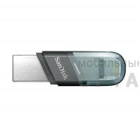 Флешка USB3.1 64 Гб SanDisk  Flip iXpand (Type A + Lightning)  голубой/серебро