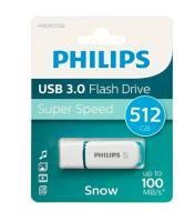 Флешка USB 512 Гб Philips SNOW3.0, USB3.0, белый, синяя вставка