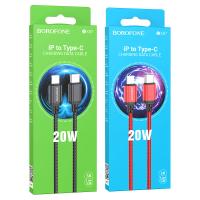 Кабель Type-C to Lightning Borofone BX87 Sharp, 1m, 20W, PD, красный, не упакован