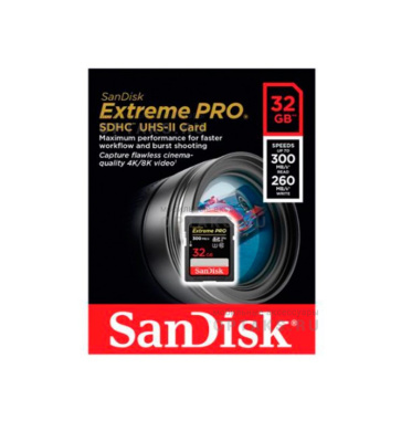 Карта памяти SDHC 32 Гб SanDisk, Extreme Pro, Class10, UHS-II U3 300Mb/s V90, без адаптера