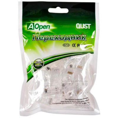 Коннектор RJ-45 (8P8C) CAT 5Е ( упаковка 20 шт.) Aopen/Qust <ANM005-1/20>