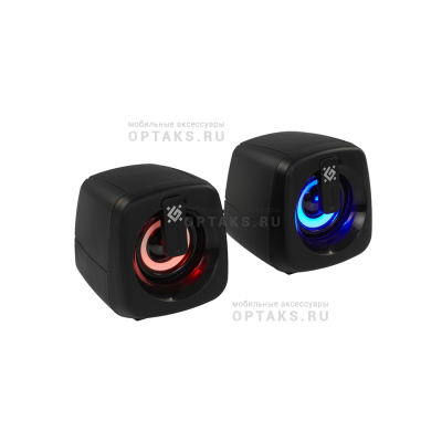Акустическая 2.0 система DEFENDER J1 6Вт, подсветка, питание от USB, черный (1/30)