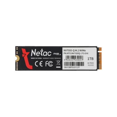 Внутренний SSD  Netac 1TB  NV7000Q, PCIe x4, R/W - 7100/46200 MB/s, (M.2), 2280, TLC 3D NAND,  с радиатором