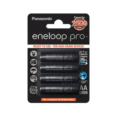 Аккумуляторная батарейка PANASONIC R6 eneloop pro BK-3HCDE/4BE (2500mAh) (4 бл) (4/40/480)